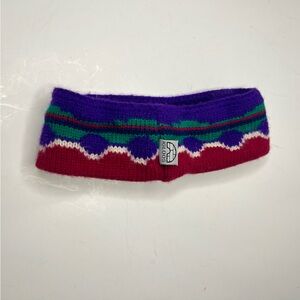 Vintage Igloos Wool Knit Ski Winter Red Blue Headband 90s Multicolor Made USA